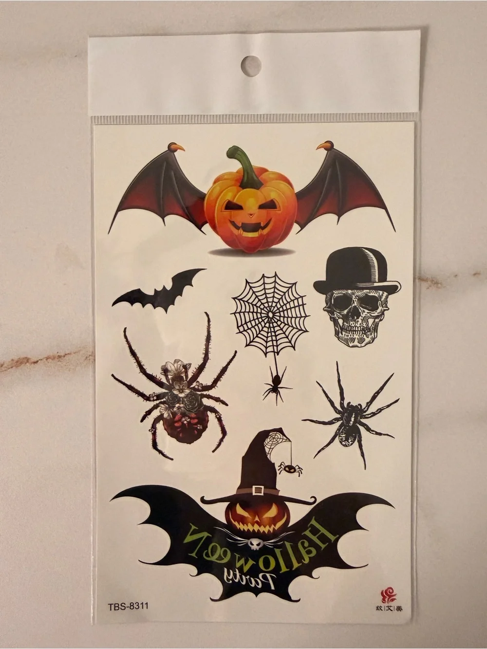 Halloween Spider Temporary Tattoo Stickers - Black
